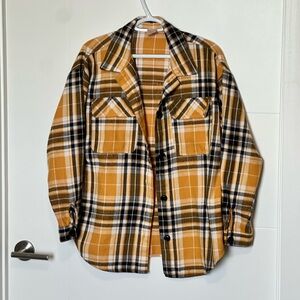 No Boundaries Mustard Plaid Shirt Jacket
